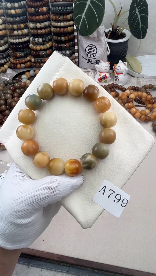 菩提根/象牙果手串a799卡17 瑕疵干磨