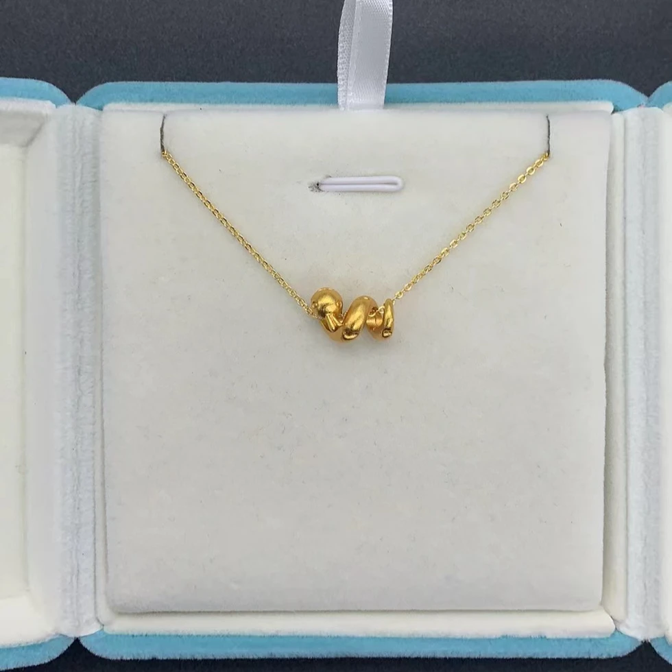 瑞福珠宝 手工镶嵌 百搭款小蛇吊坠赠链 M397