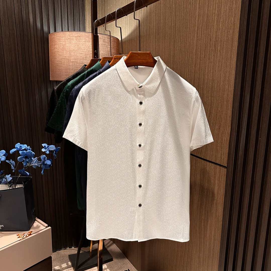 【贵族专属衣料 桑蚕丝】25夏季新款男士高品质真丝桑蚕丝短袖衬衫