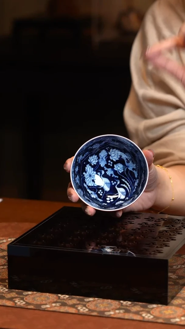 【闪购商品】L良朋胭脂红内绘露露连升鸡心杯