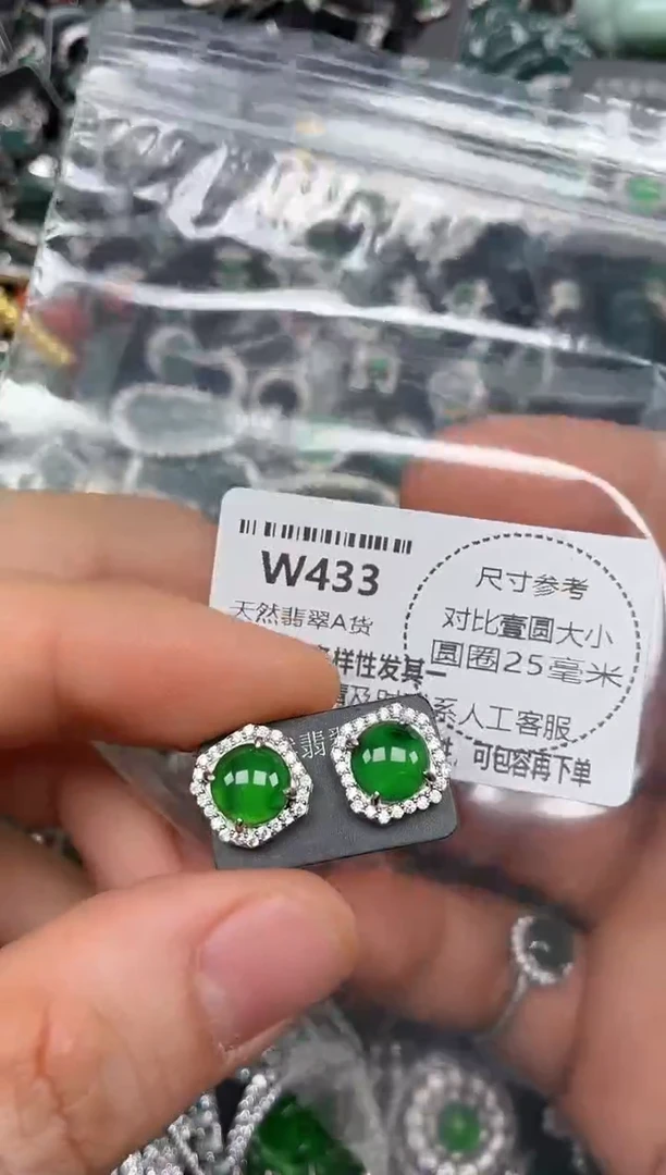 颈饰未镶嵌翡翠W433耳钉