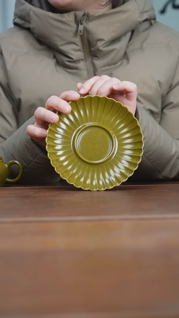 【闪购商品】杯景德镇茶叶末菊瓣壶承