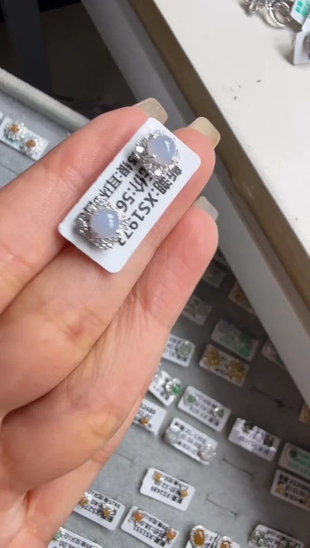 银S925镶嵌戒指翡翠耳饰