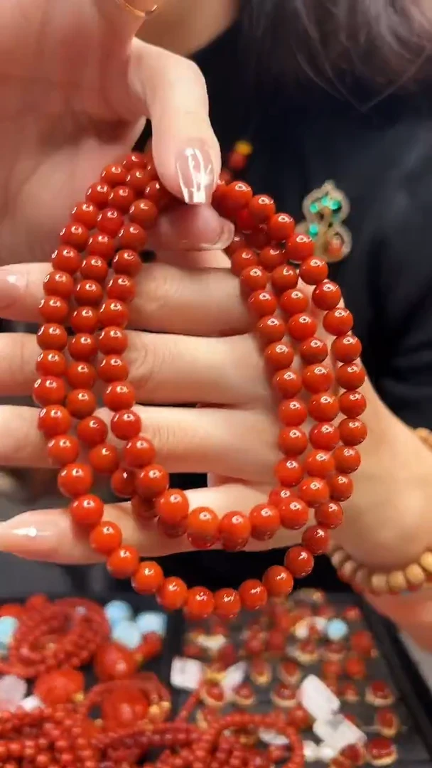 未镶嵌圆珠多圈链南红玛瑙原矿/7mm