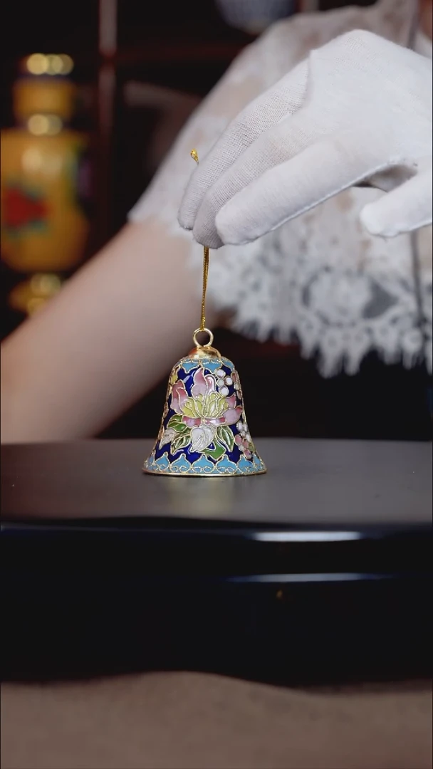 响铃 非遗手工艺 铃铛一响 黄金万两 2.5寸 蓝花朵