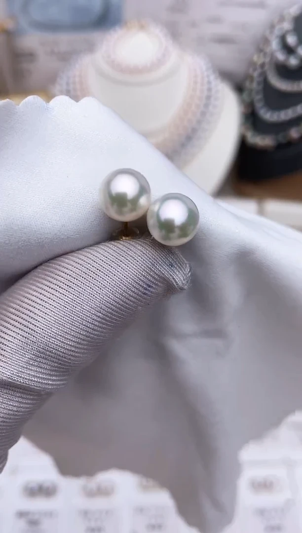 【闪购商品】海水珍珠耳饰18K金镶嵌特选福利8-8.5mm不退不换