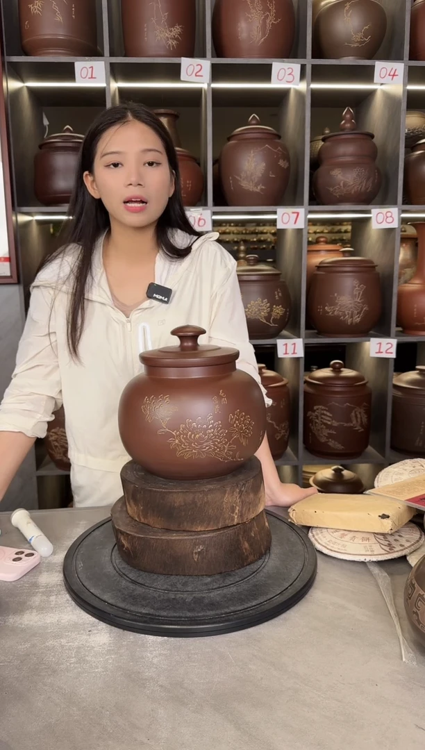 罐本陶手作坭兴陶3斤茶叶罐手工痕迹