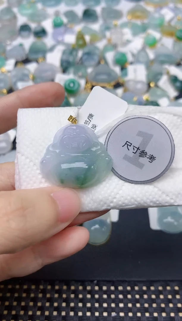 颈饰18K金镶嵌翡翠天然缅甸A货翡翠