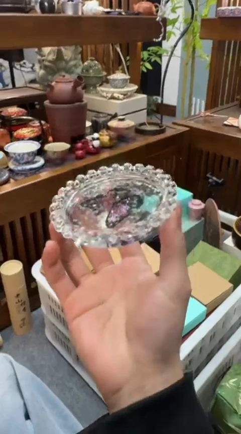 摆件陶茶具茶具茶具水晶蝴蝶杯垫