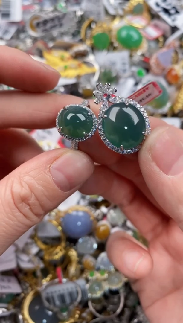 银S925镶嵌戒指翡翠999   5