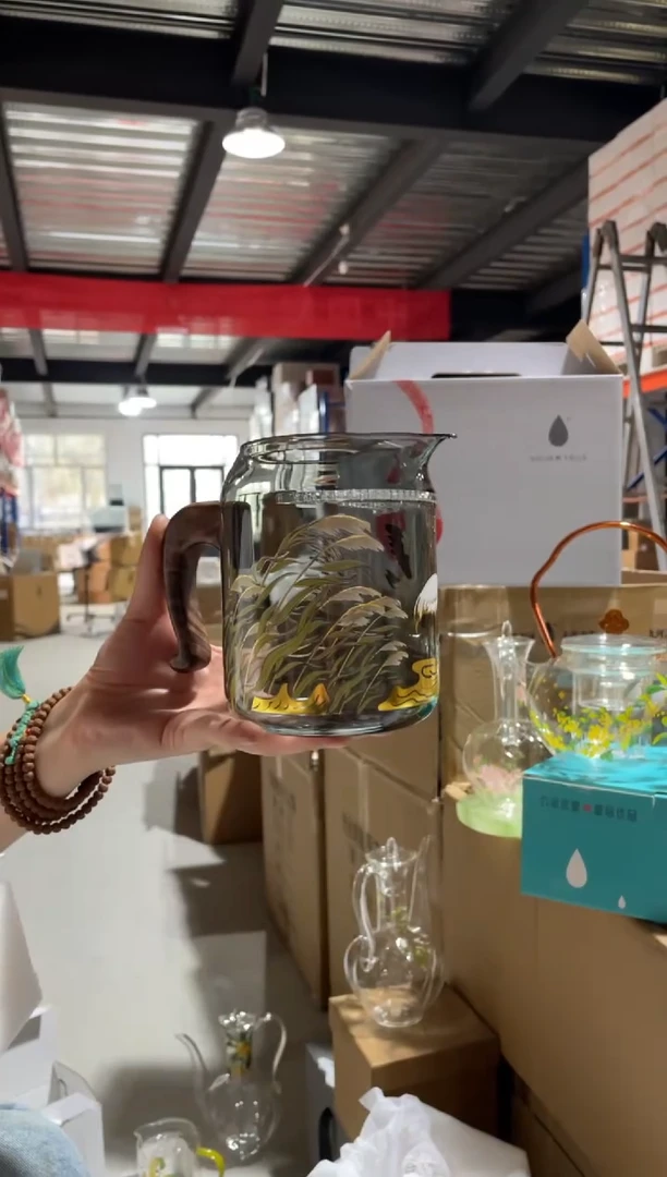 九河鹤栖月牙煮茶壶木把