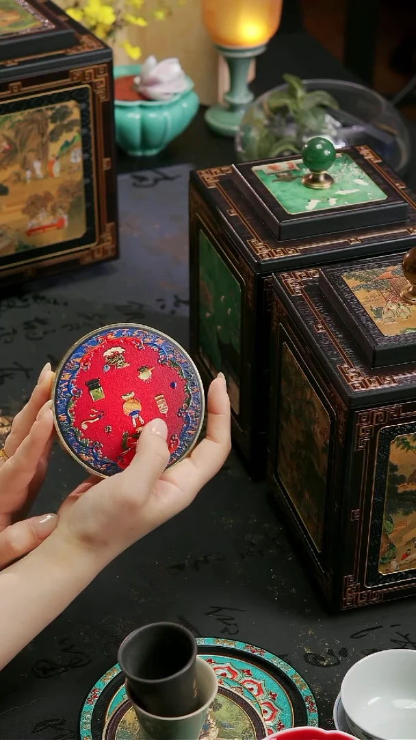 壹藏贰宝奇珍百宝图铜圈杯垫