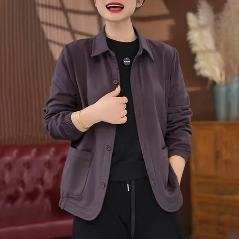 2025春季原创新款时尚休闲牛仔斜纹棉纯色外套百搭女装上衣