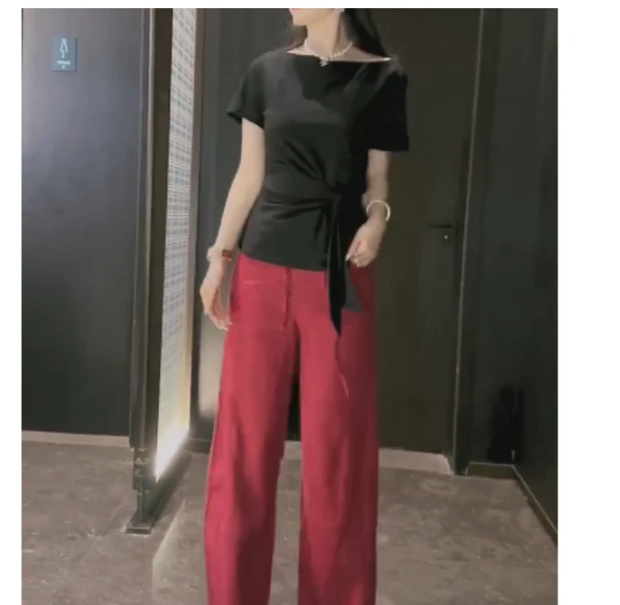 2025夏季新款网红同款洋气减龄韩版爆款上衣裤子两件套咪-xk