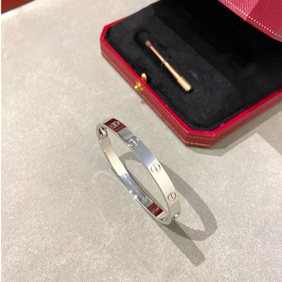 99新 Cartier/卡地亚 【小花念念】 LOVE 18K白金 宽版手镯 17号