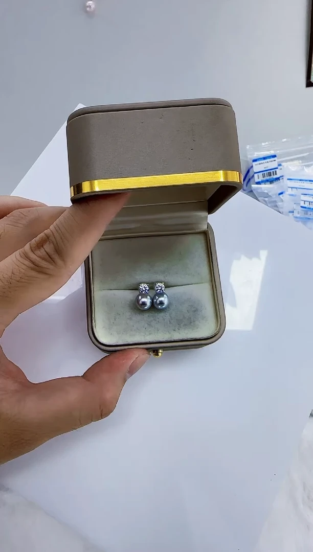 银S925镶嵌海水珍珠DA珍珠耳饰7 y016