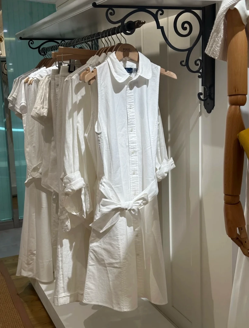 四色白月光连衣裙女小马100棉牛津布无袖裙子女配腰带#829