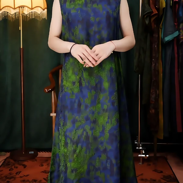 孔雀东南飞复古民族风大气显瘦长款连衣裙