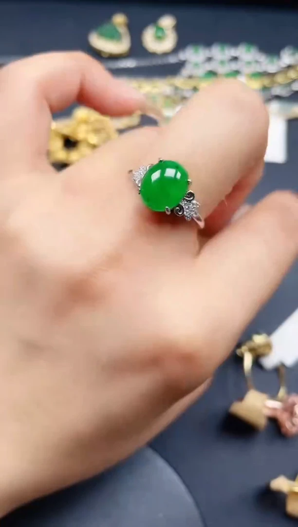 翡翠戒指银S925镶嵌432432