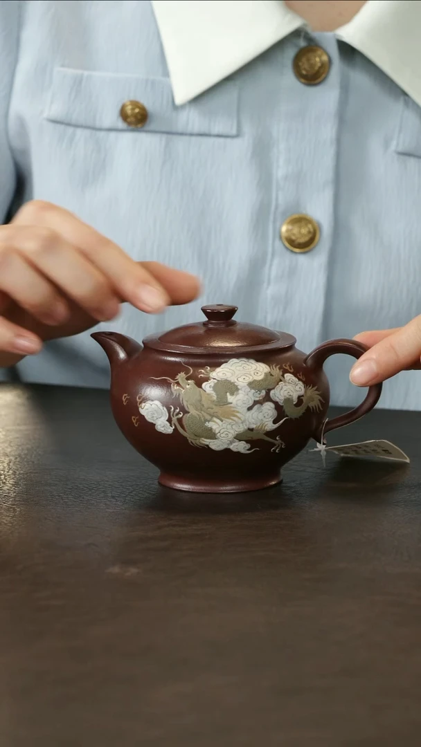 茶壶紫砂马方远紫朱泥龙跃壶
