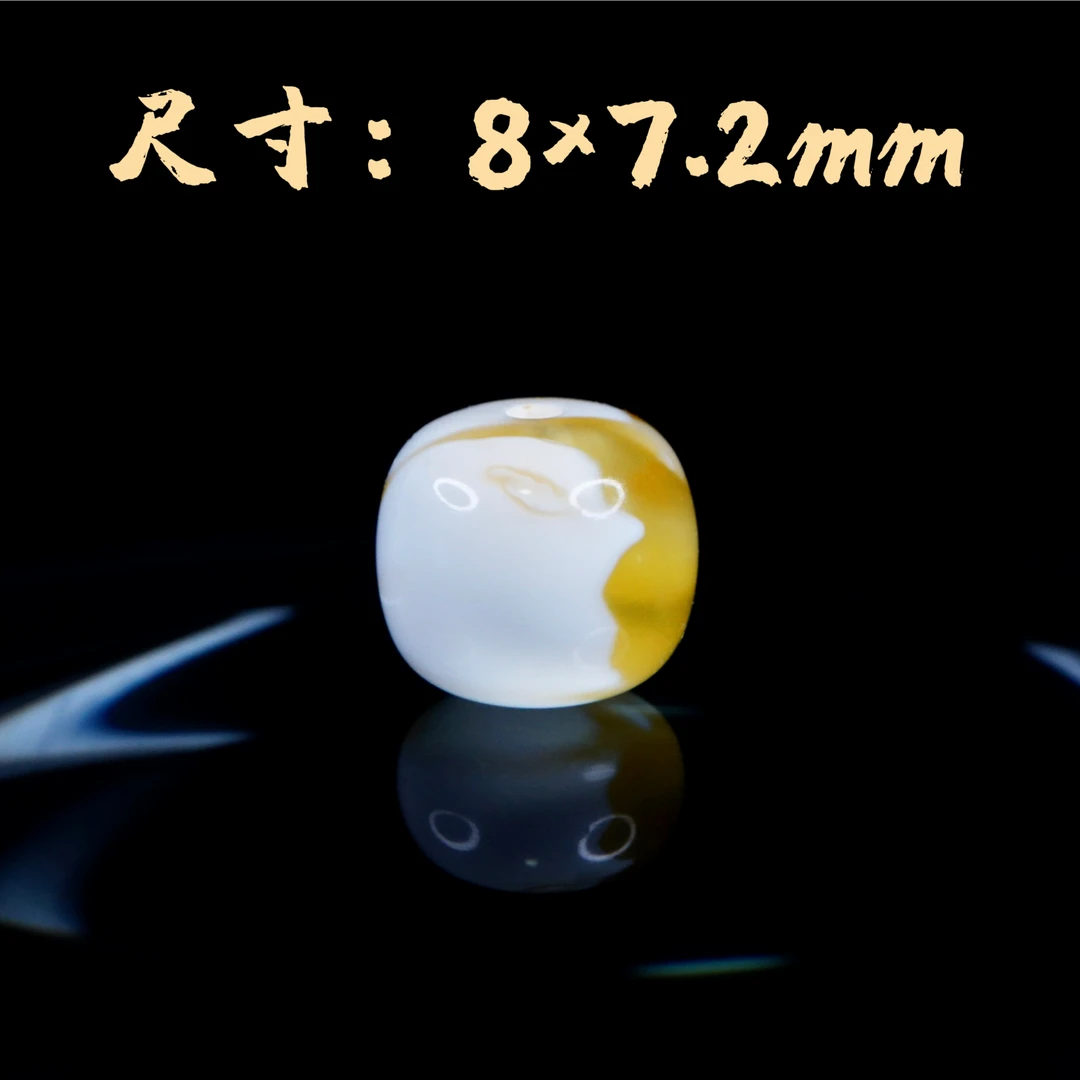 8mm金漆白溶洞红沁老型单珠 天然琥珀蜜蜡手作高端文玩配饰