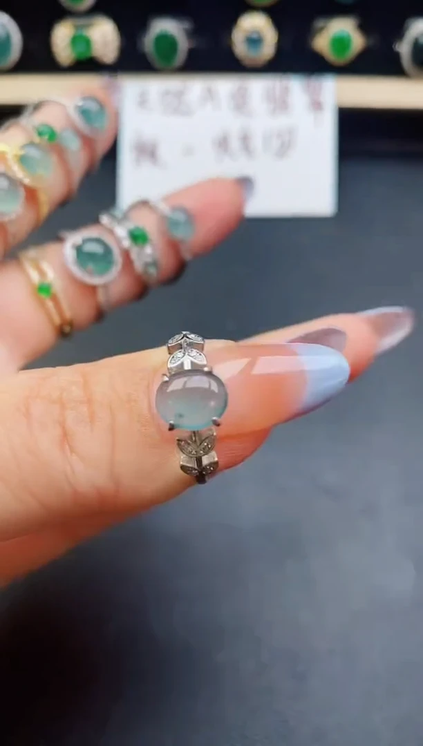 翡翠戒指银S925镶嵌21321