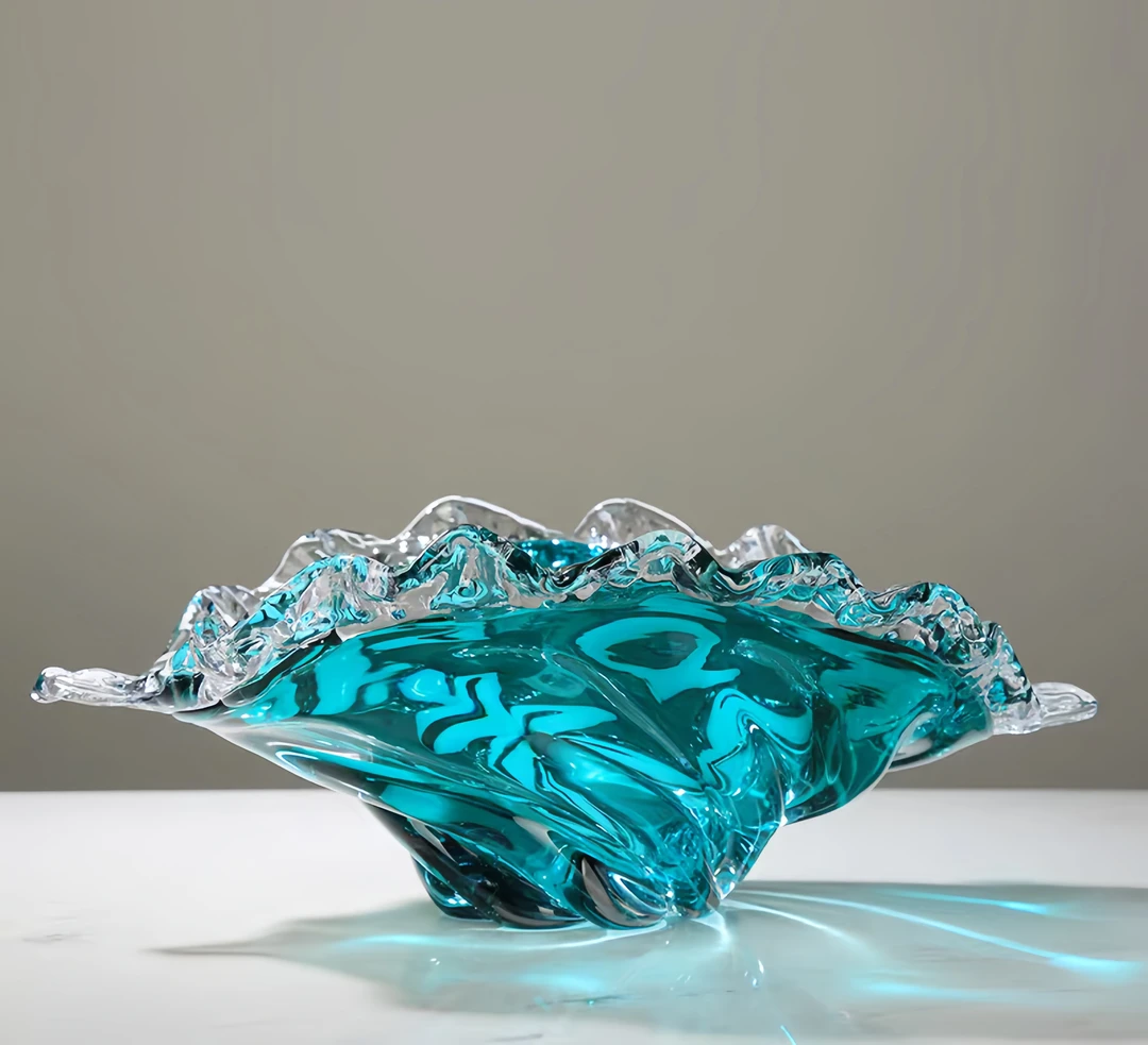 现代高端蓝色浪花海洋之星水果盘装饰摆件客厅茶几水培插花