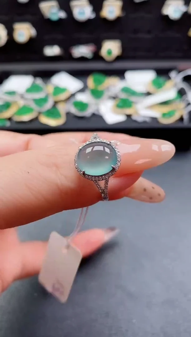 银S925镶嵌戒指翡翠1