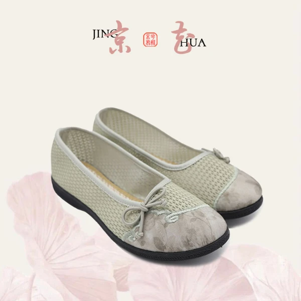 京花夏季女透气复古手工平底布鞋春秋女鞋网面舒适休闲单鞋女款