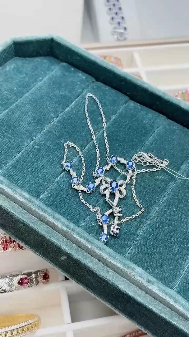 项链蓝宝石银S925镶嵌328ZB1107产品一个