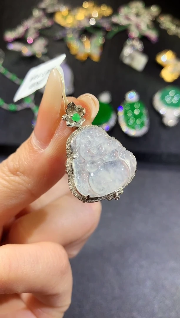 【闪购商品】翡翠吊坠(不含链)18K金镶嵌7-佛公
