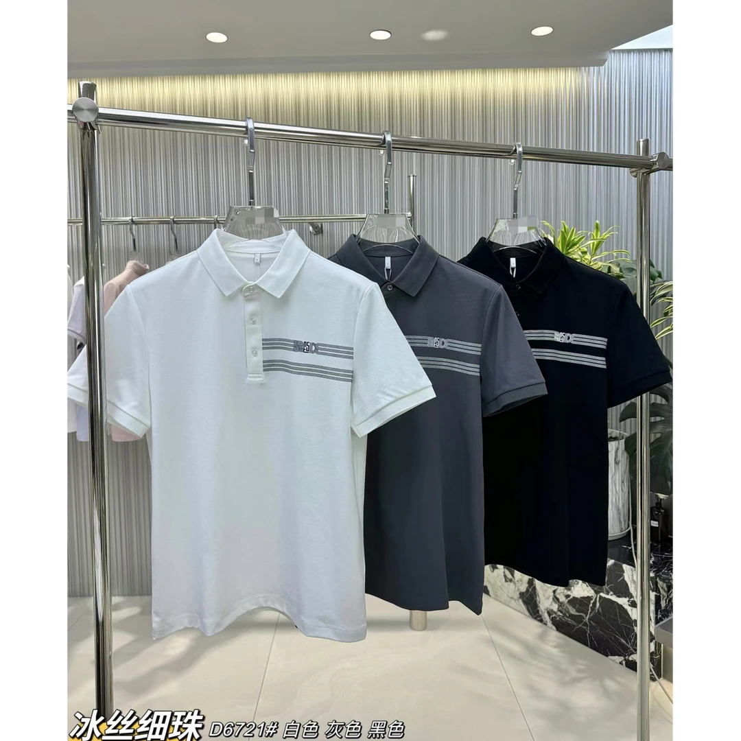 2025新品冰感丝细珠高品质设计短袖polo衫男士夏季休闲上衣D6721