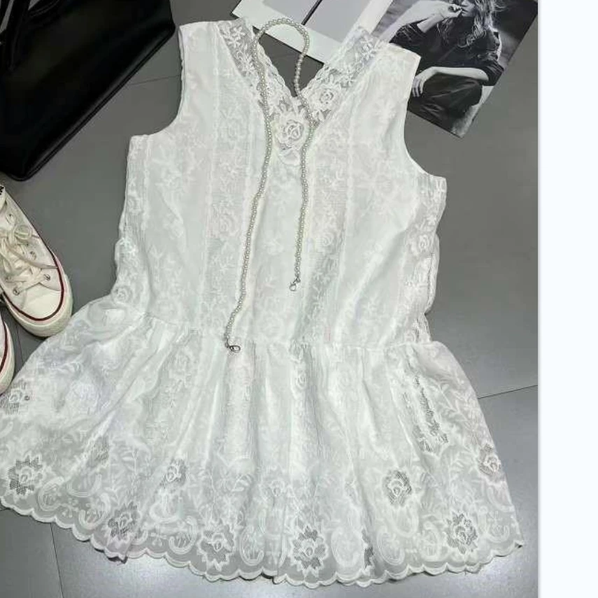 DEZI夏季出行穿搭蕾丝双层无袖气质连衣裙HD225033066