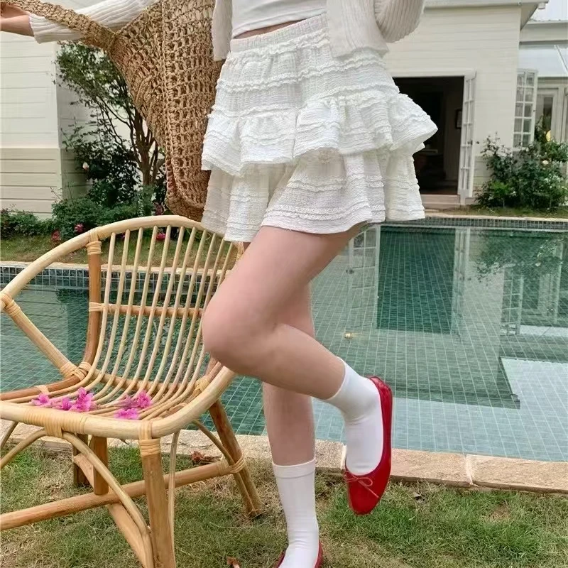 2025新款甜美芭蕾风蛋糕裙高腰显瘦蓬蓬短裙设计感小众半身裙