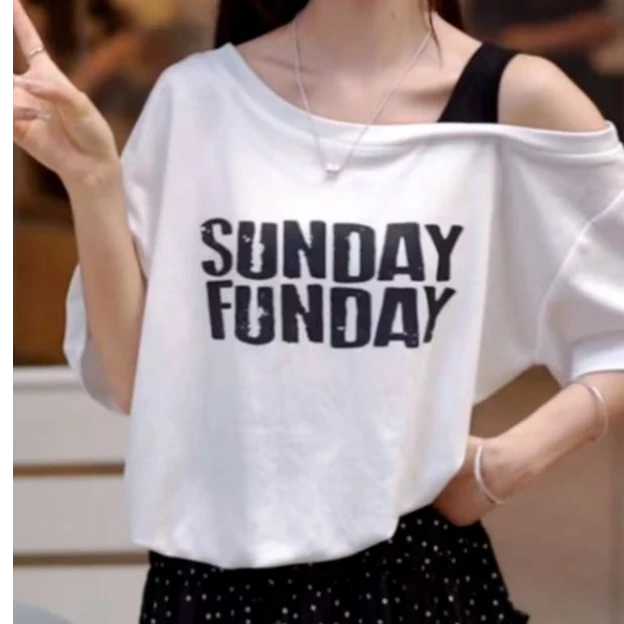 时尚休闲气质短袖T恤女2025夏季新款休闲宽松显瘦上衣设计感16216