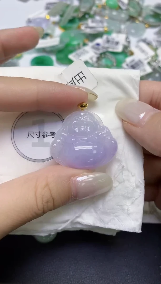 颈饰18K金镶嵌翡翠天然缅甸翡翠A货百元以上9元证书费自理