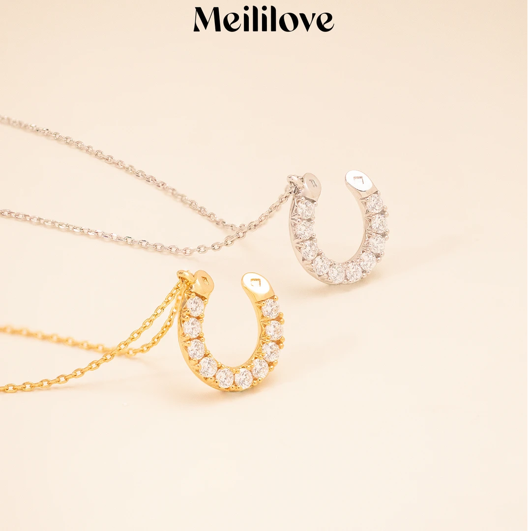 铜吊坠 「马到功成」闪耀锁骨链镶钻马蹄形吊坠项链MN09