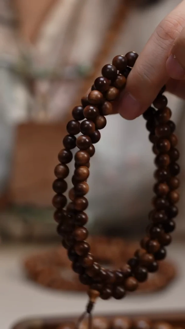 檀香木手串/手链夕*老山檀香0.7圆珠多圈108颗供奉料沉水