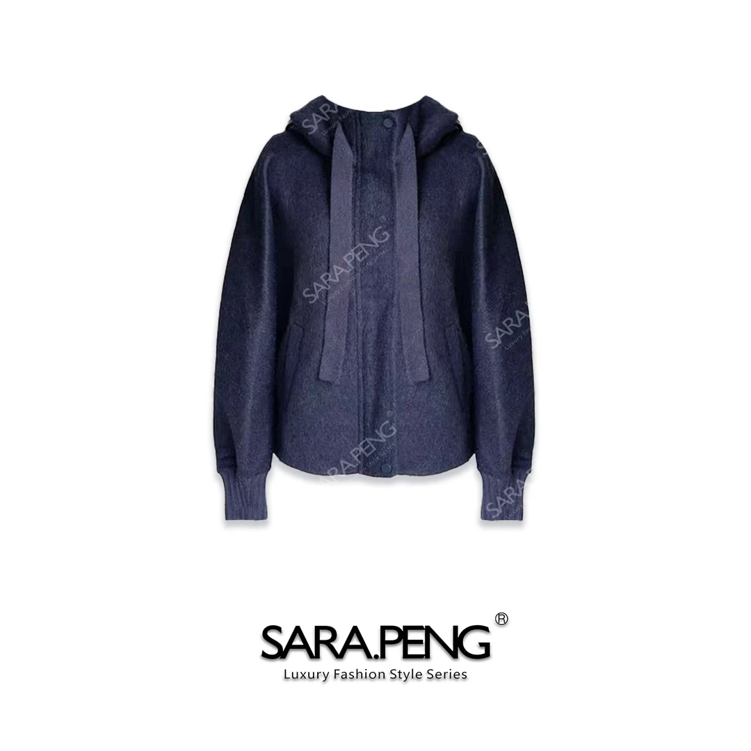 S.P冬日泡芙｜高级感连帽澳毛拼羽绒服系带百搭洋气外套｜2D168660