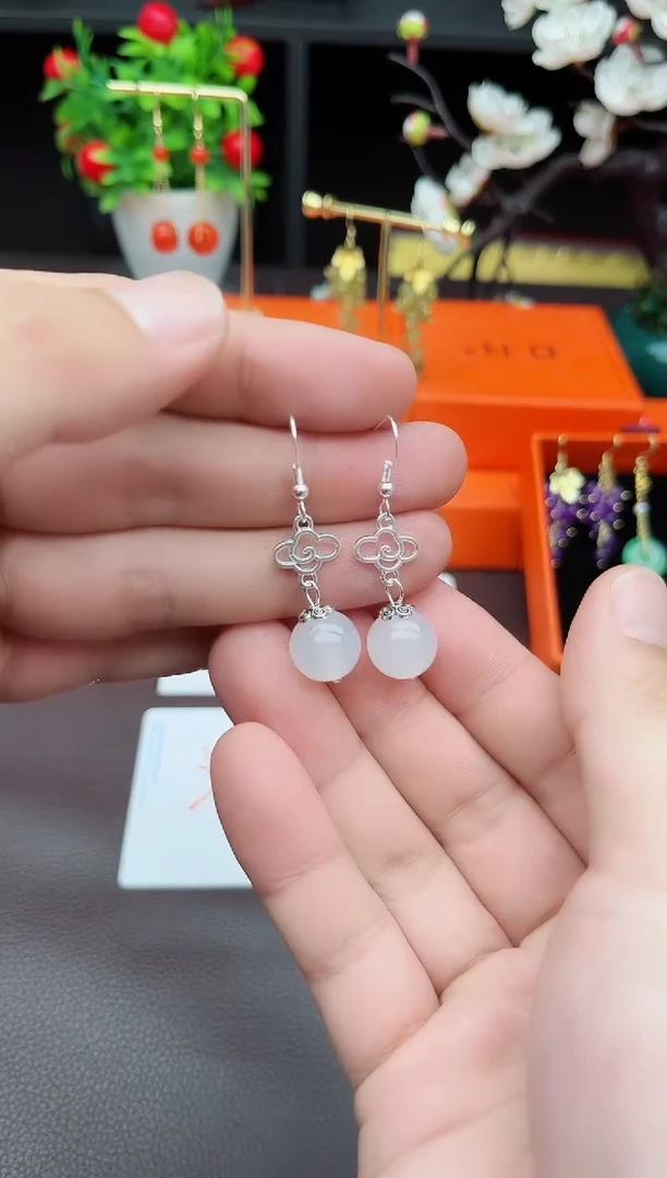 玛瑙/玉髓耳饰银S925镶嵌101000