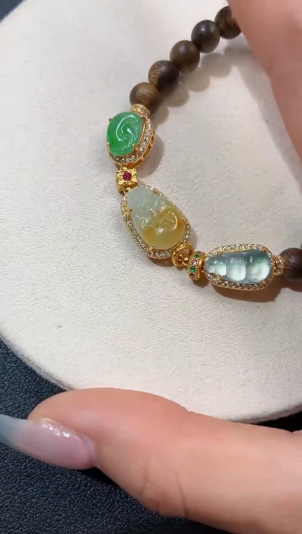 银S925镶嵌手串翡翠手串