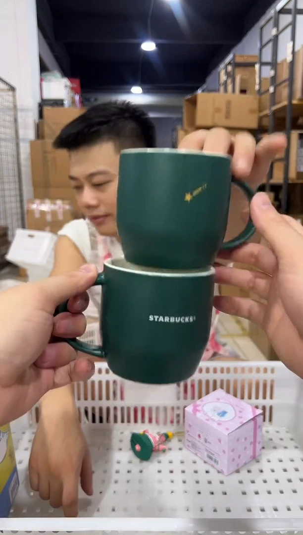 瓷片绿色xbb水杯2件套