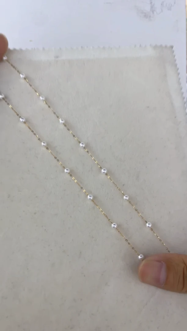 淡水珍珠18K金镶嵌颈饰项链满天星3-4