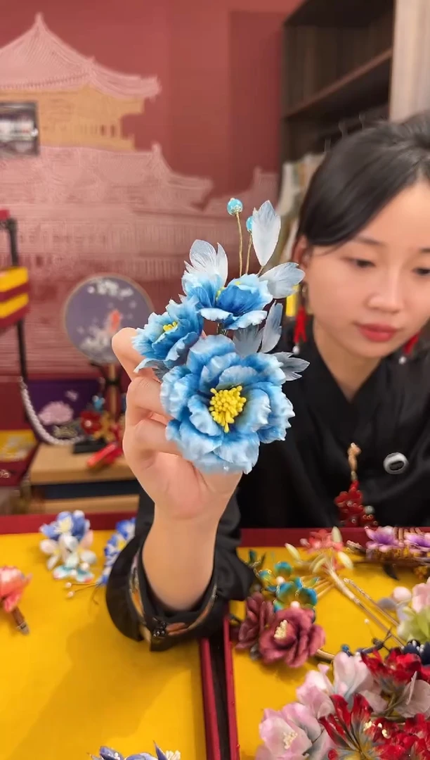 【闪购商品】刺绣非遗绒花（发饰）