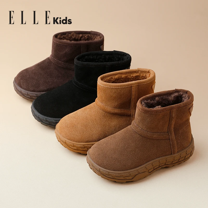 ELLEkids童鞋儿童雪地靴冬季加绒女童棉鞋保暖男童冬鞋EFG4DM0106
