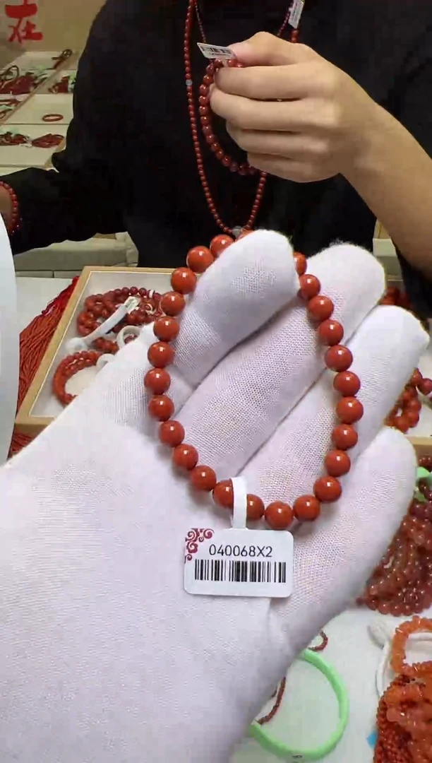 未镶嵌6mm南红玛瑙川料牛血红纯色圆珠单圈