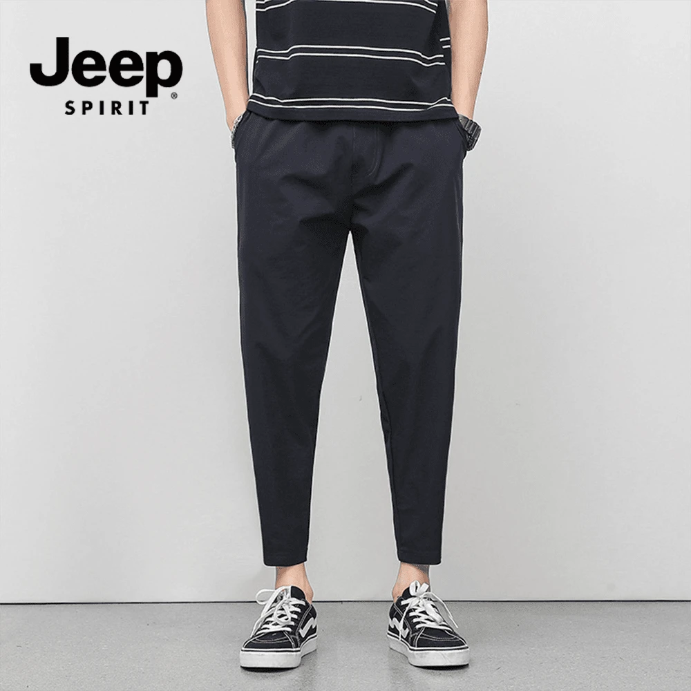 JEEPSPIRIT冰丝裤男休闲裤男士夏季薄款潮流百搭弹力加大码九分裤
