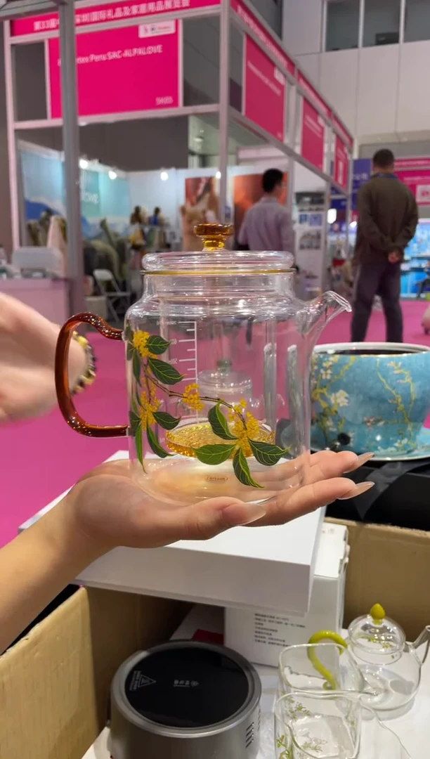 手工艺品玻璃遇器大神奇壶琥珀把桂花啊