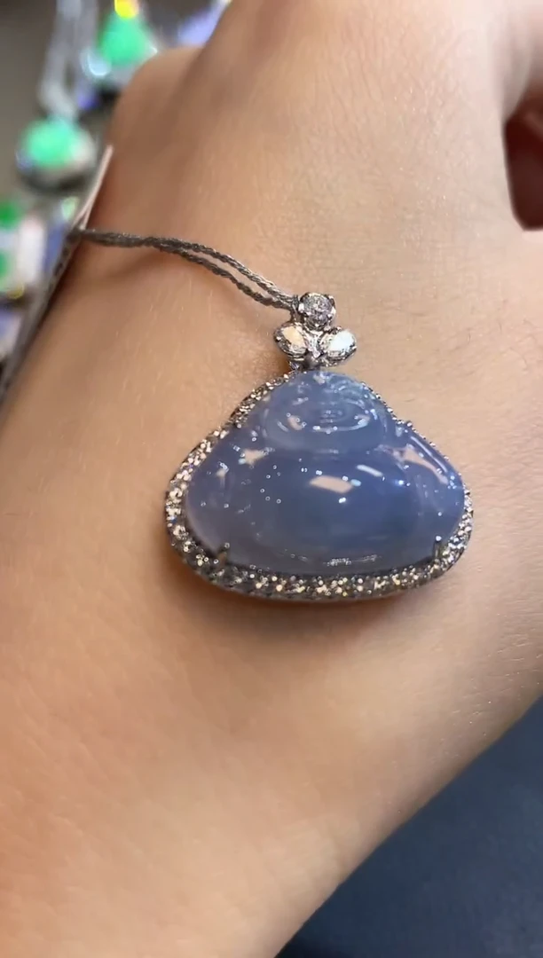 吊坠(不含链)18K金镶嵌翡翠C18 紫货有一定色差