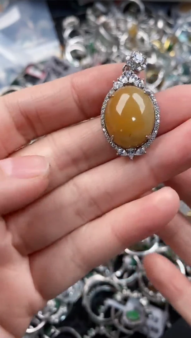 银S925镶嵌戒指翡翠444              7